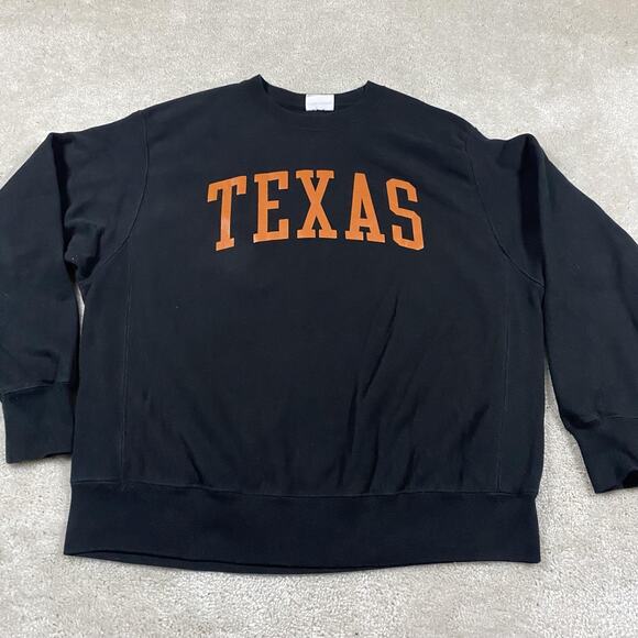 Texas Longhorns Sweatshirt Mens XL Black Champion Reverse Weave Crewneck - Picture 1 of 6